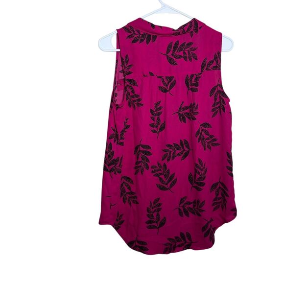 Apt 9 Blouse Women's Medium Pink Floral Button Up Sleeveless Collared Tank Top - Picture 5 of 10